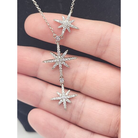 apm Monaco Triple Météorites Adjustable Necklace Sterling Silver Slider CZ Pave - Picture 3 of 8